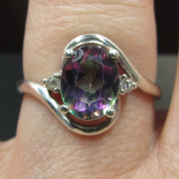 Jewelry - Size 7 Sterling Silver Mystic Topaz & CZ Ring